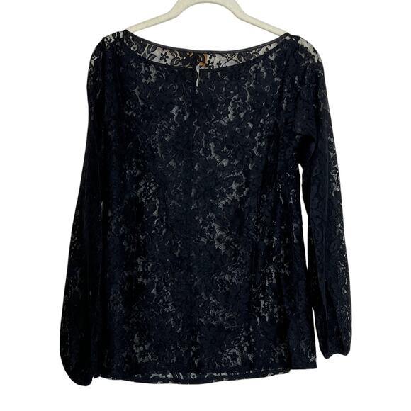 Laundry by Shelli Segal Womens Lace Top Size Small Black Sheer Whimsigoth Fairy - Picture 4 of 5
